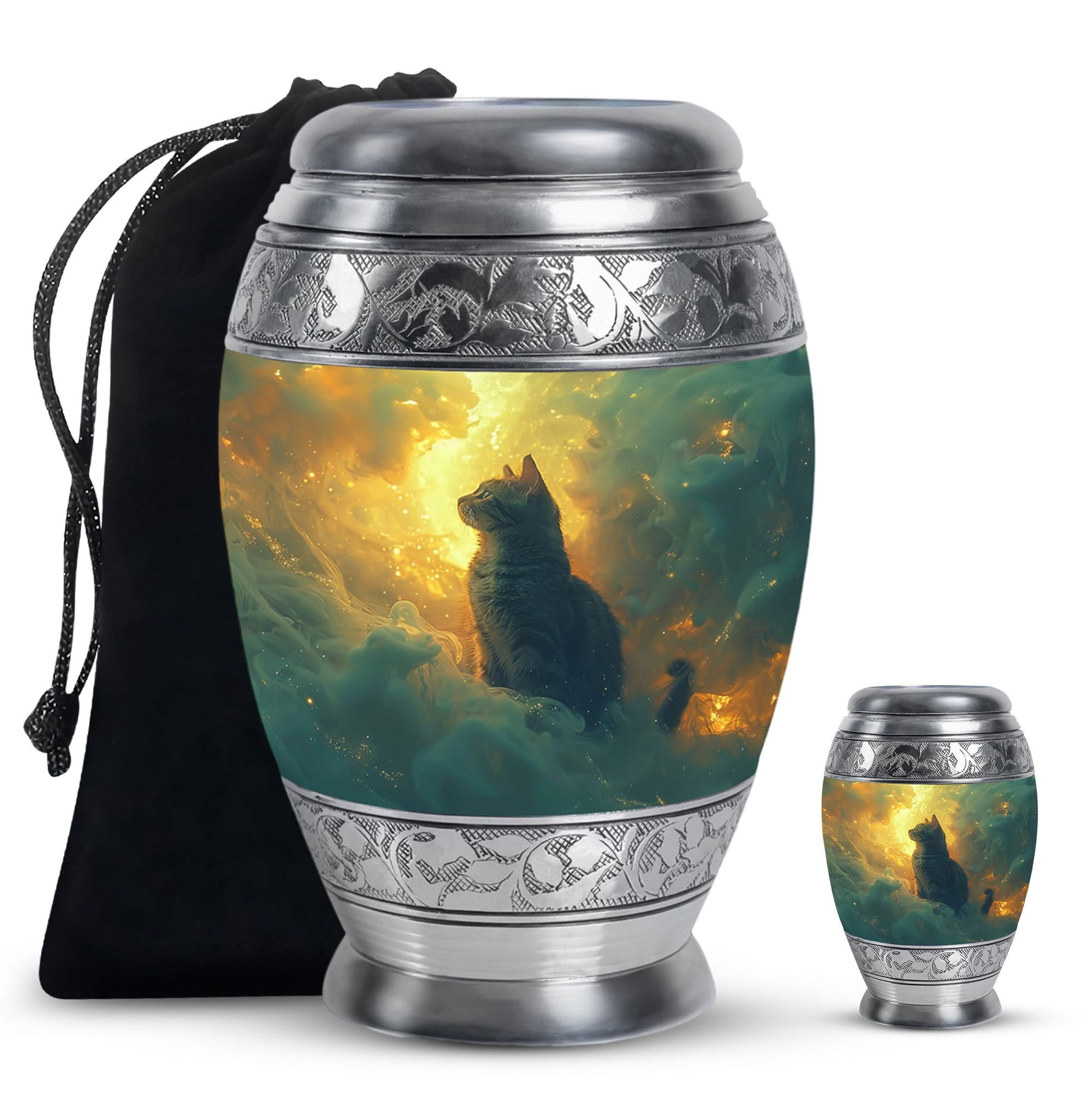 Cat  Large urn & 1 Small Urn