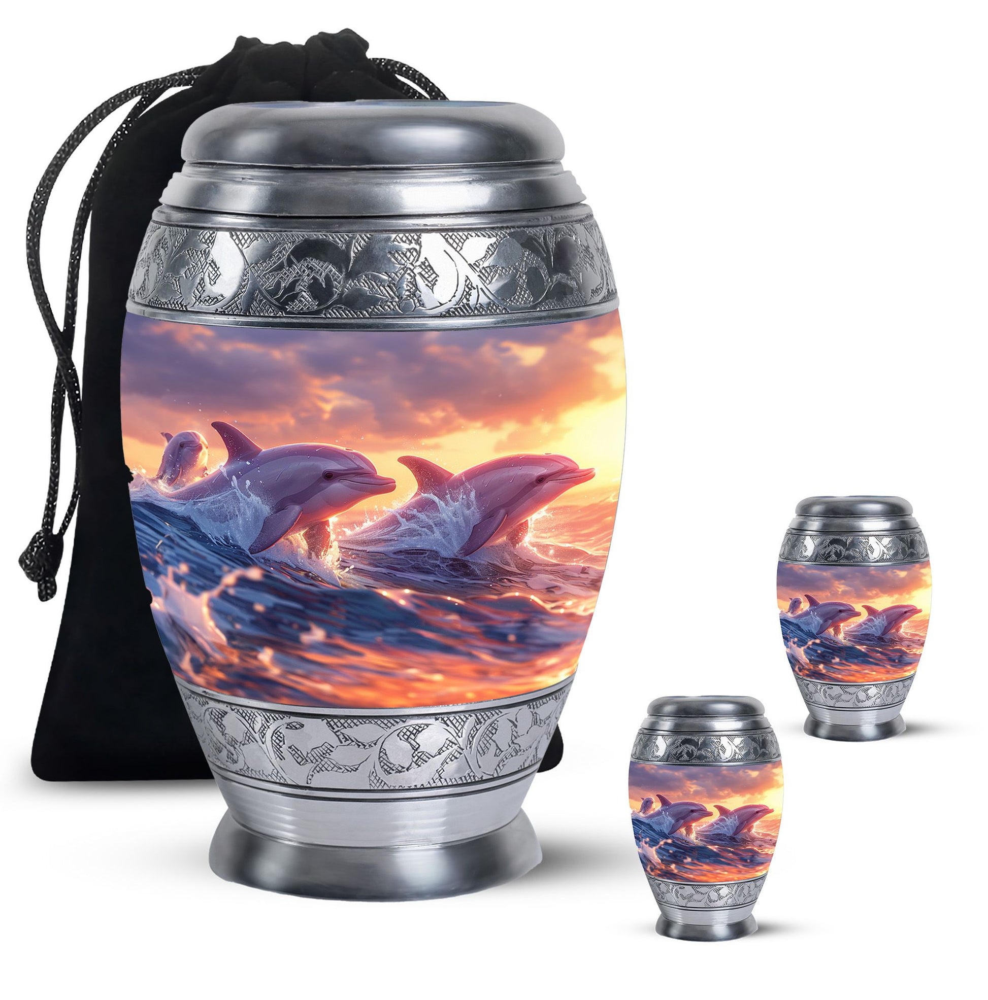 Dolphin  Large urn & 2 Small Urn