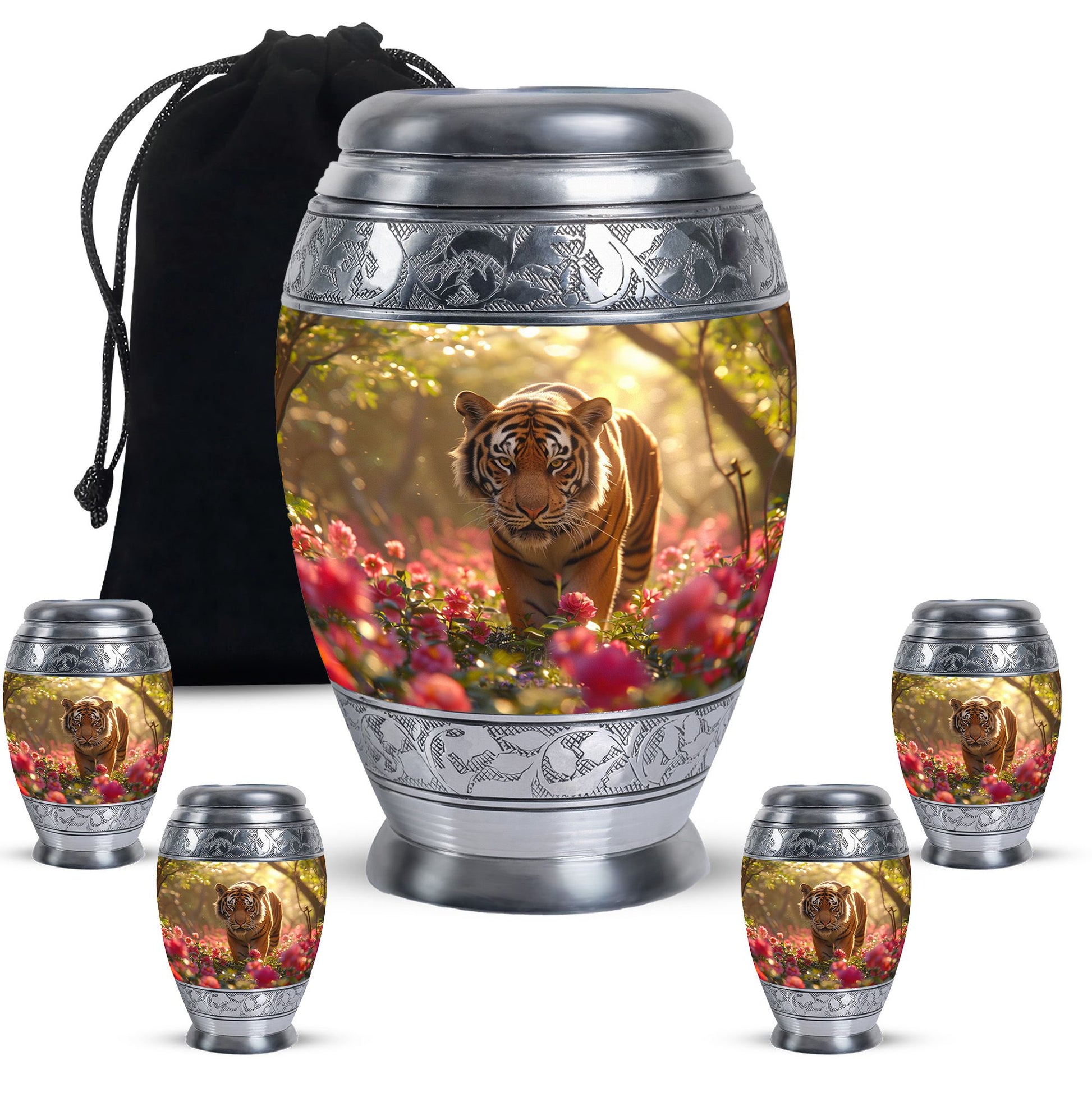 Tiger  Large urn & 4 Small Urn