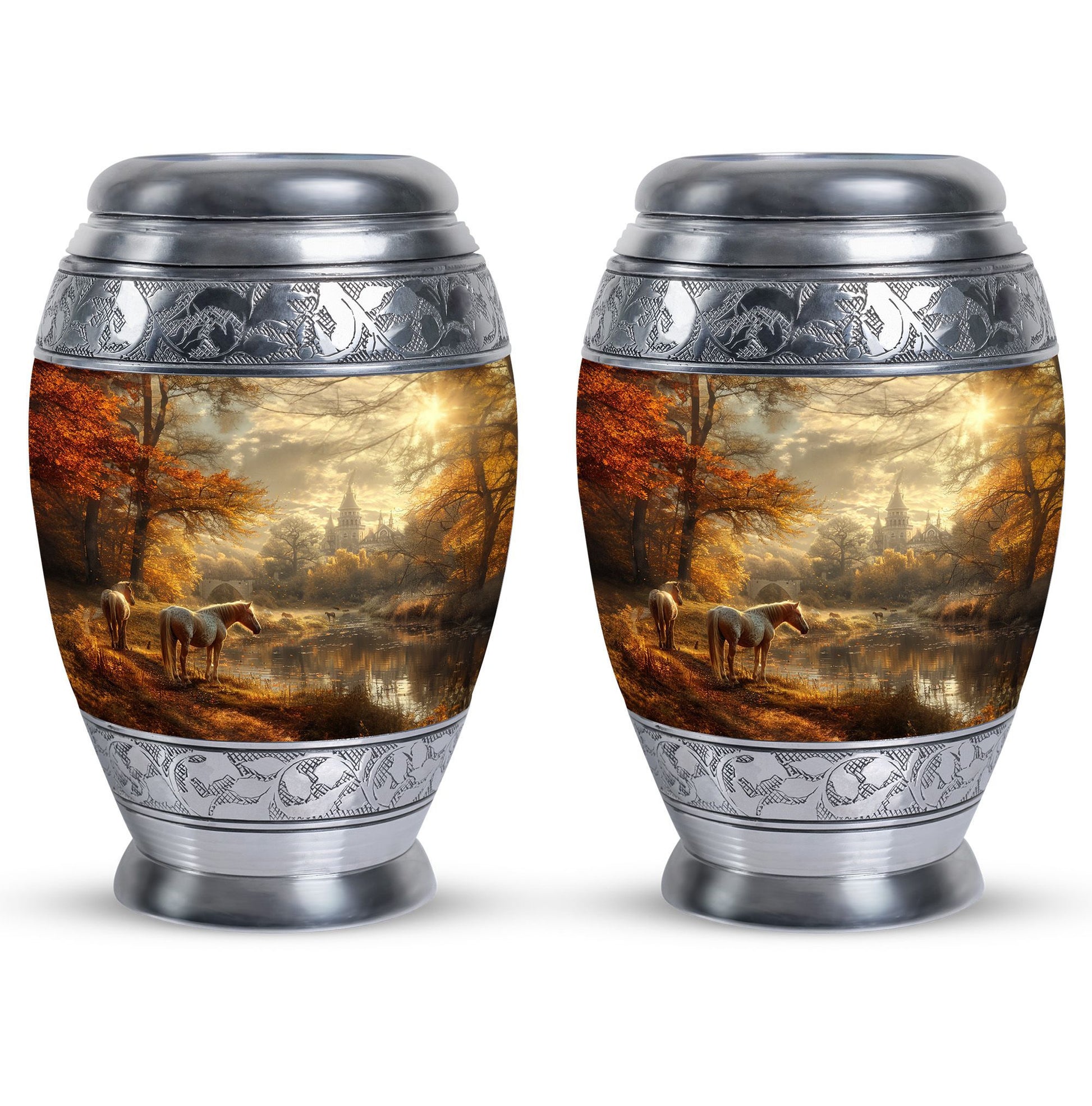 Horse  Small Urn Set of 2 Combo