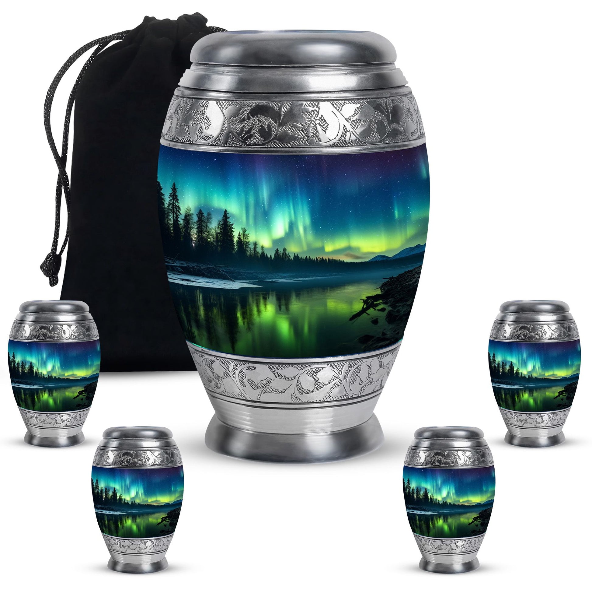 Northen lights  Large urn & 4 Small Urn