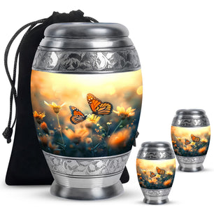 Butterfly  Large urn & 2 Small Urn