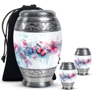 Butterfly  Large urn & 2 Small Urn