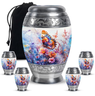 Butterfly  Large urn & 4 Small Urn