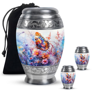 Butterfly  Large urn & 2 Small Urn