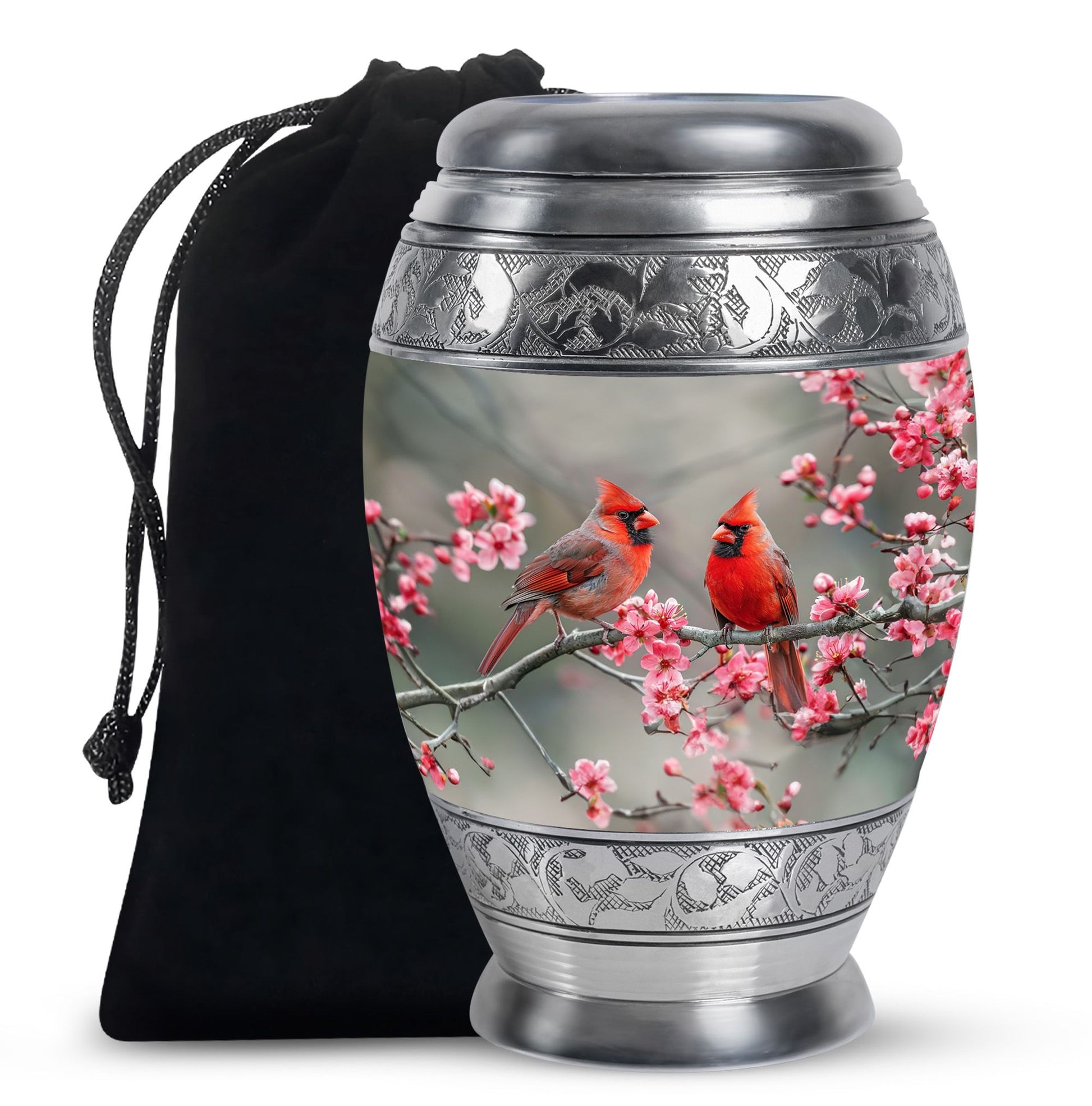 Cardinal Bird  Large Urn 10 Inch