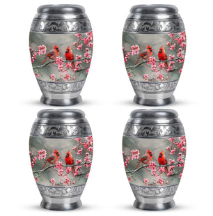 Cardinal Bird  Small Urn Set of 4 Combo