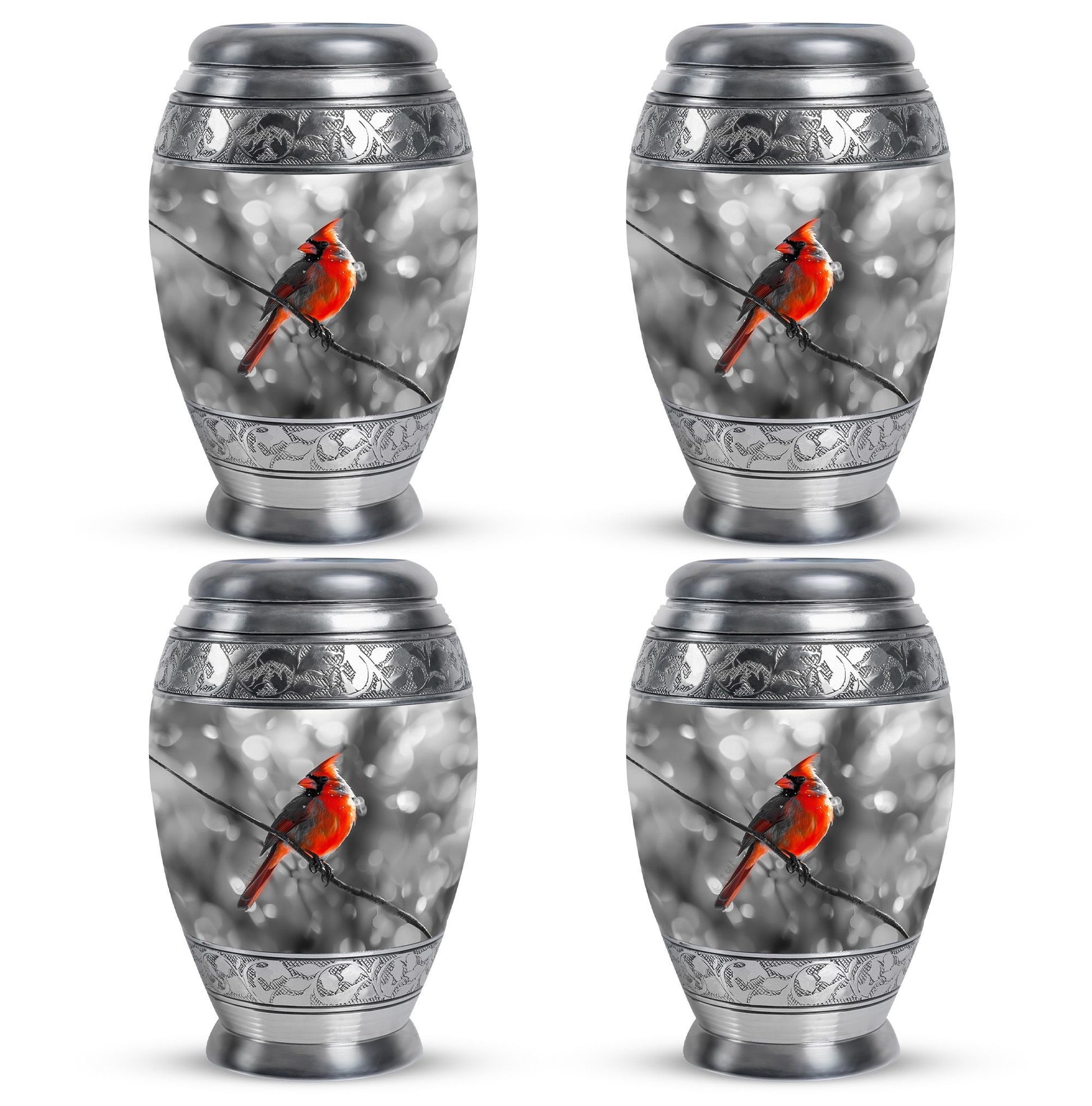 Cardinal Bird  Small Urn Set of 4 Combo