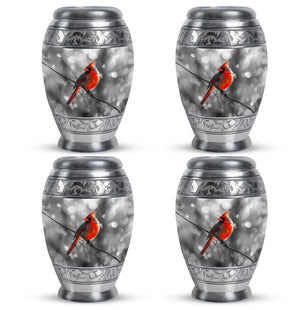 Cardinal Bird  Small Urn Set of 4 Combo