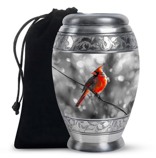 Cardinal Bird  Large Urn 10 Inch