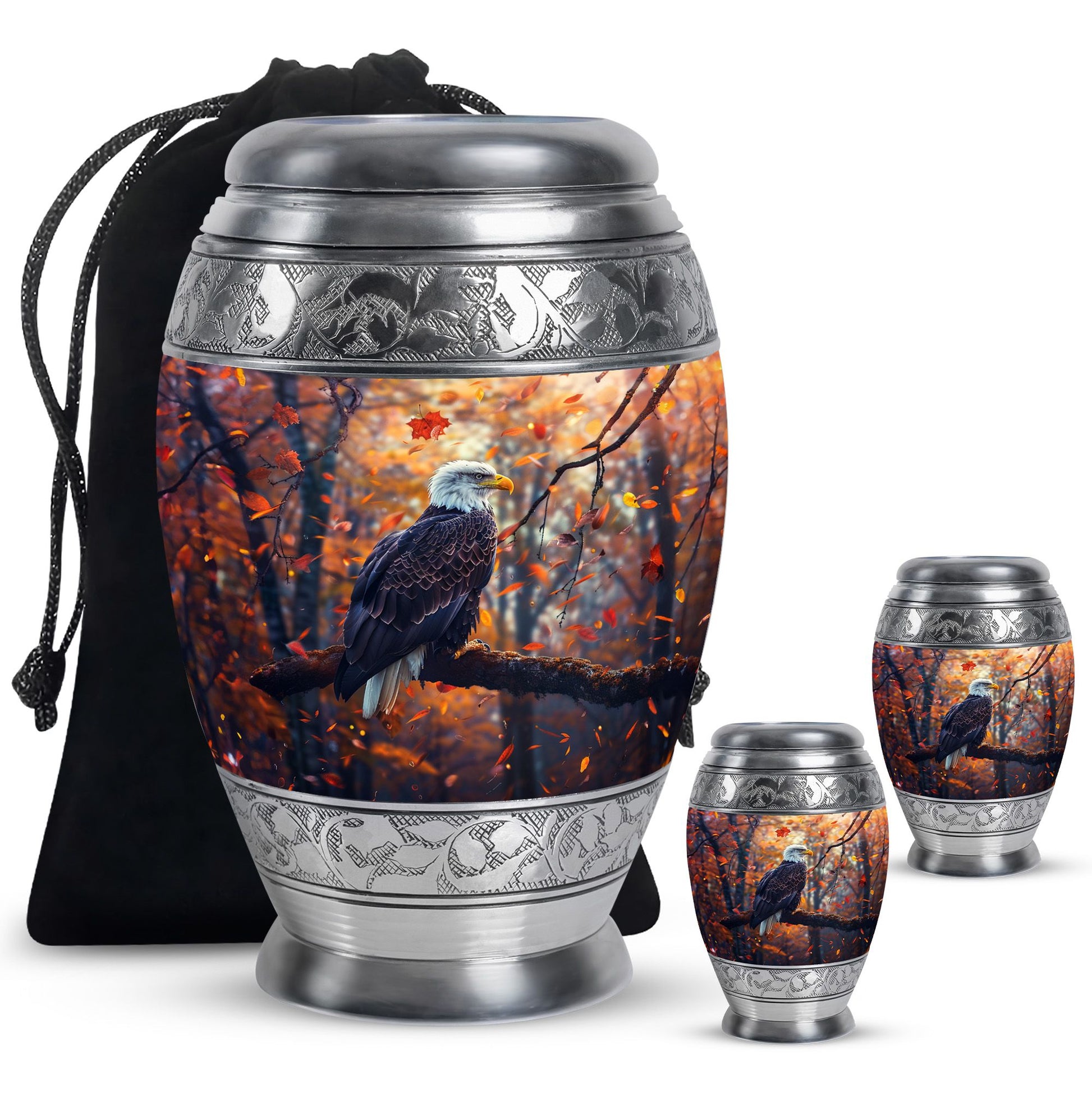 Eagle  Large urn & 2 Small Urn