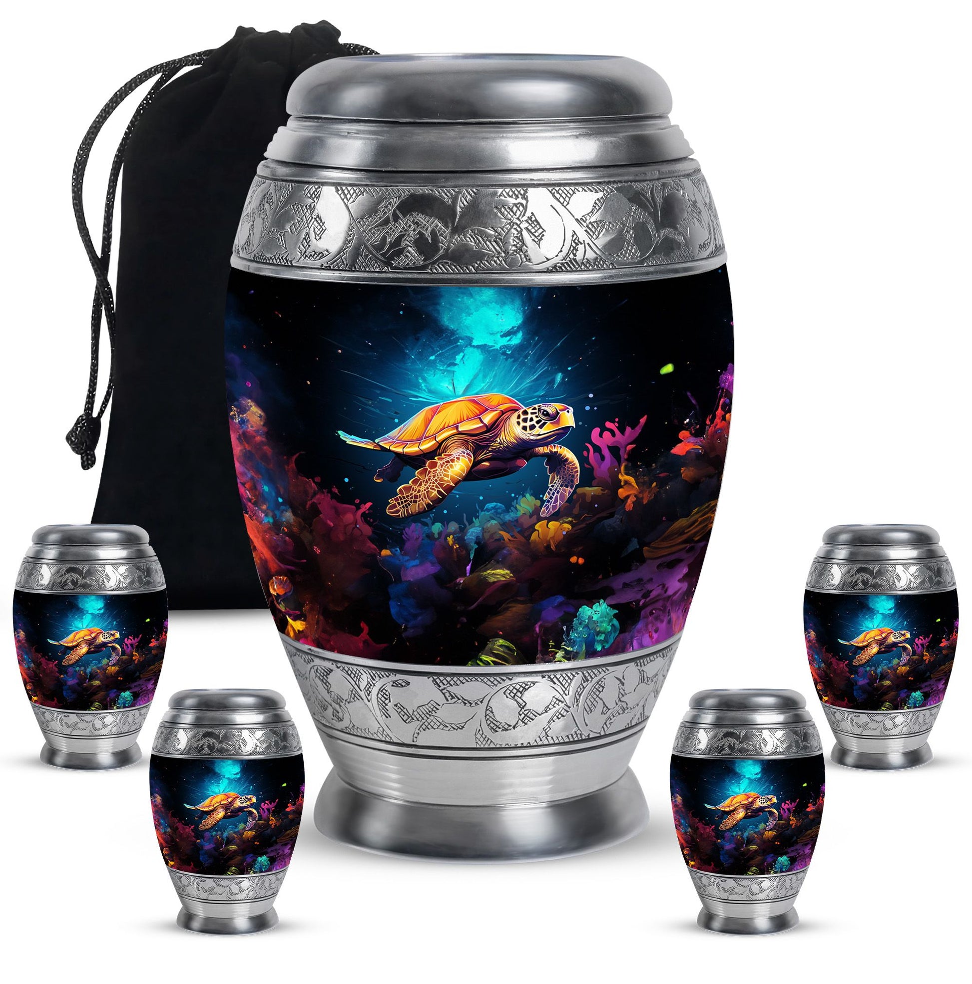 Turtle  Large urn & 4 Small Urn