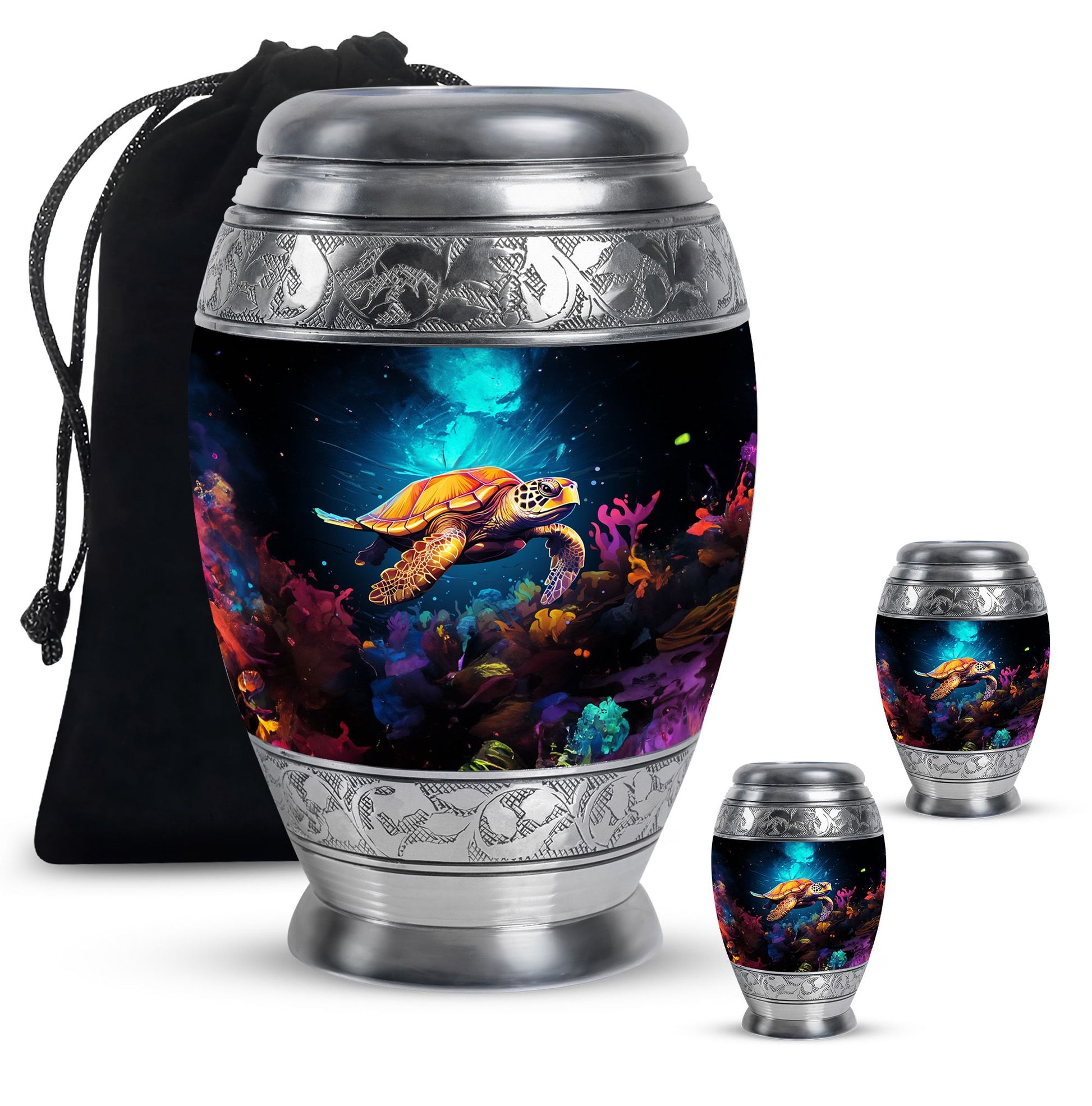 Turtle  Large urn & 2 Small Urn