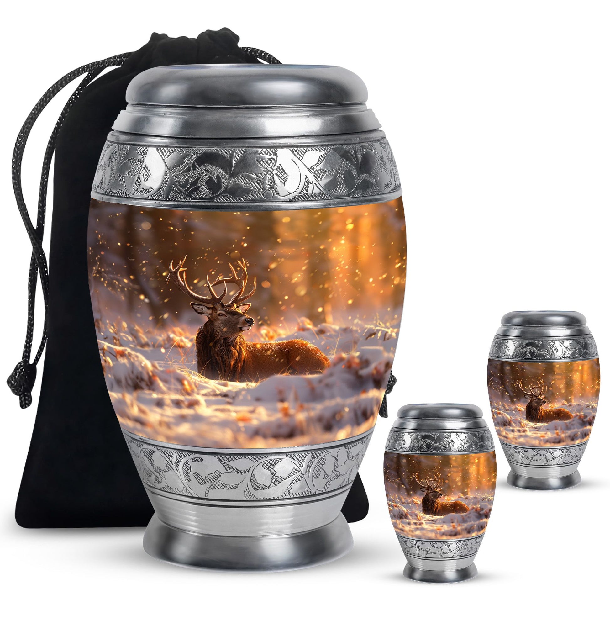 Deer  Large urn & 2 Small Urn