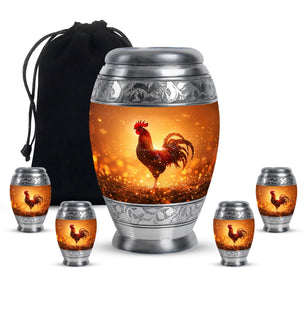 Rooster  Large urn & 4 Small Urn