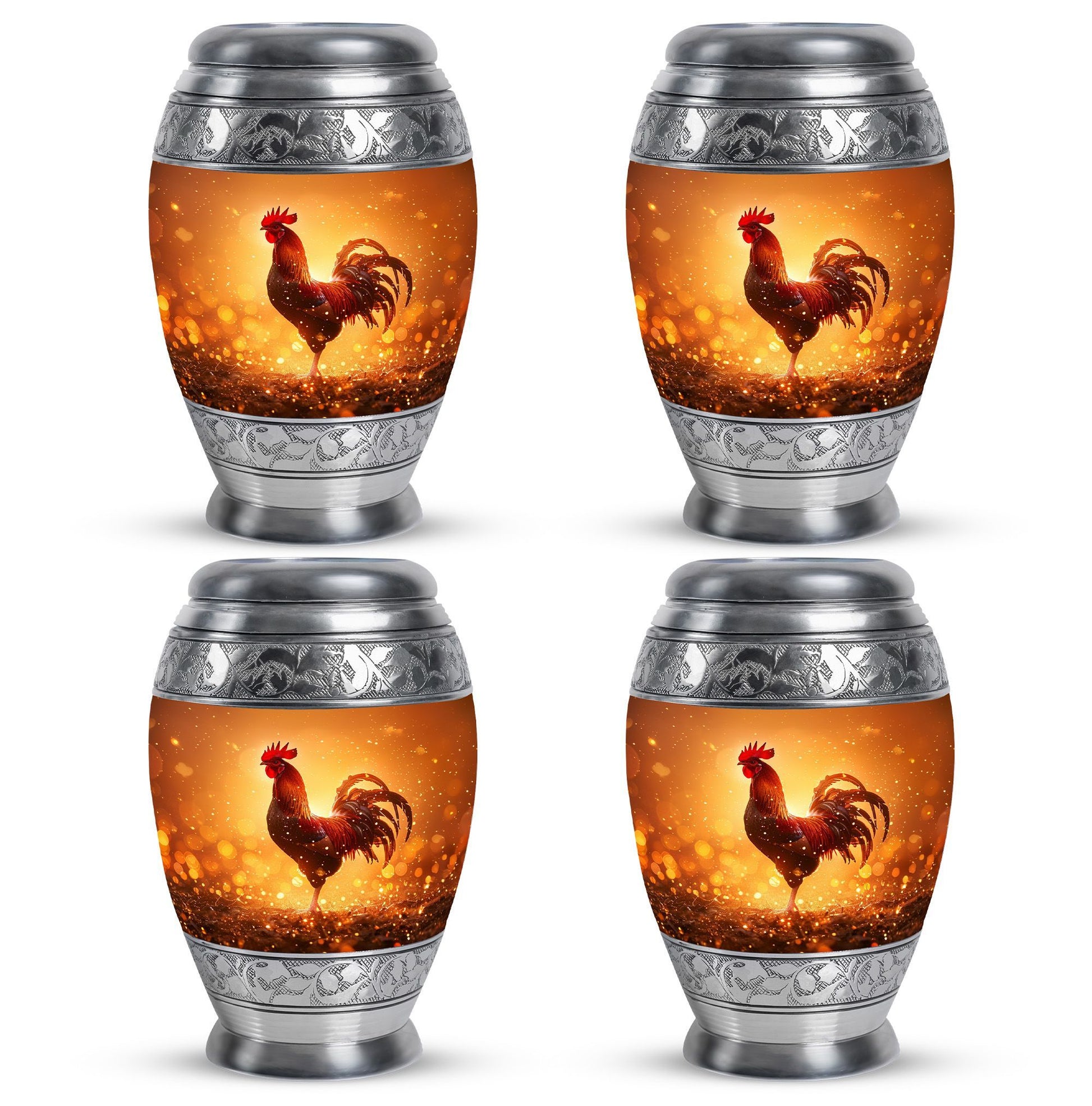 Rooster  Small Urn Set of 4 Combo