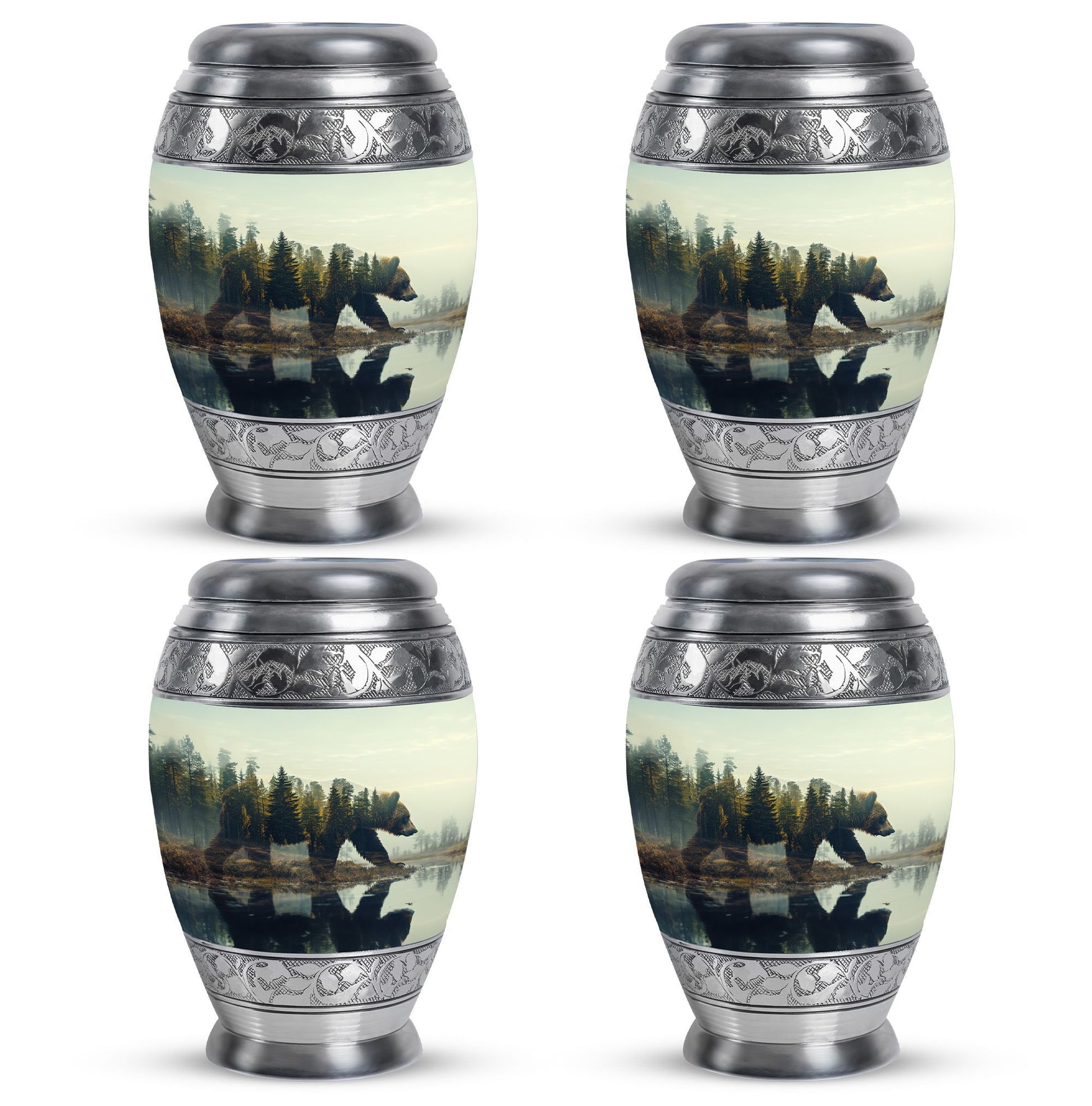 Bear  Small Urn Set of 4 Combo