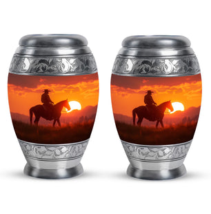 Cowboy Urn Small Set of 2