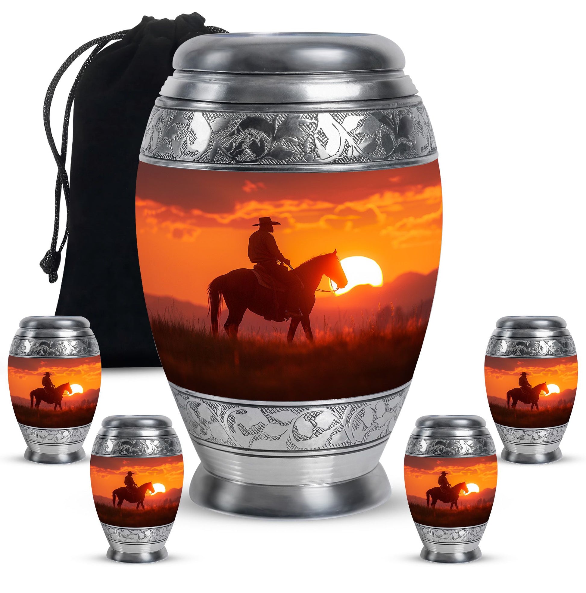 Cowboy Urn Large & Small Combo