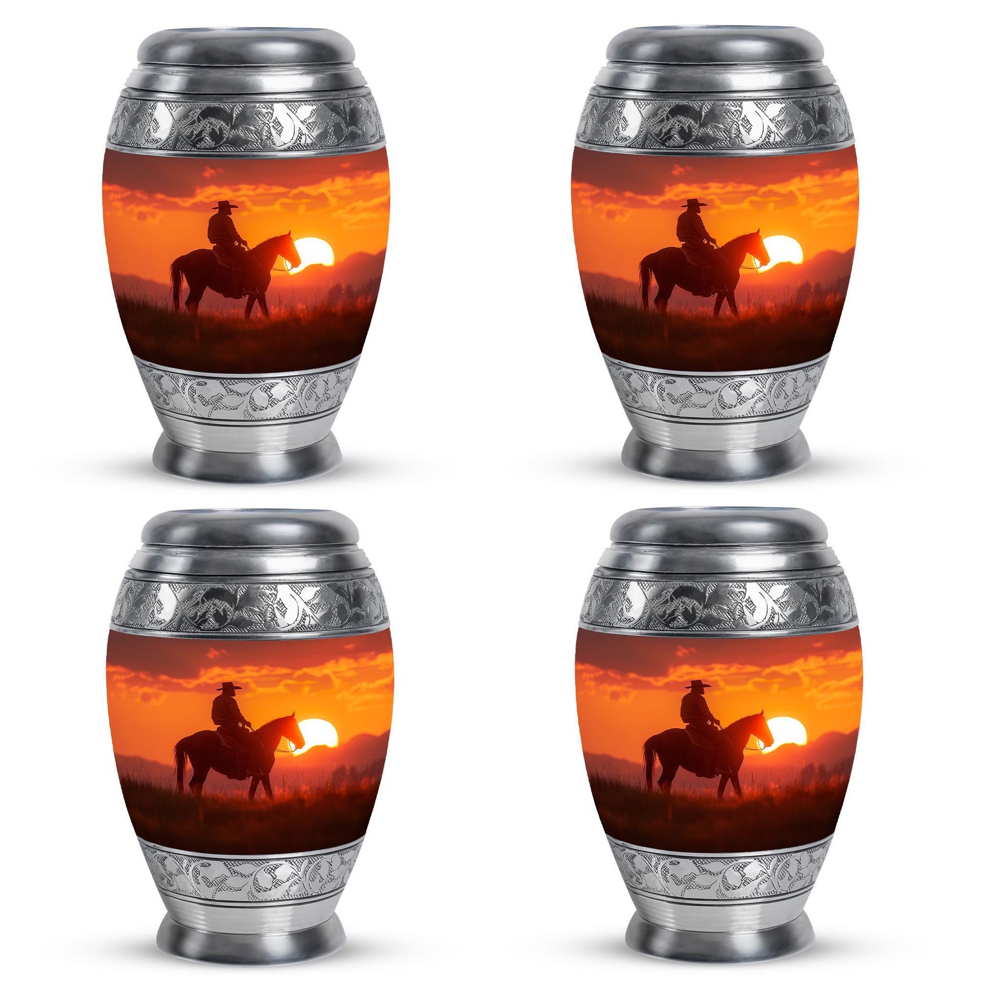 Cowboy  Small Urn Set of 4 Combo