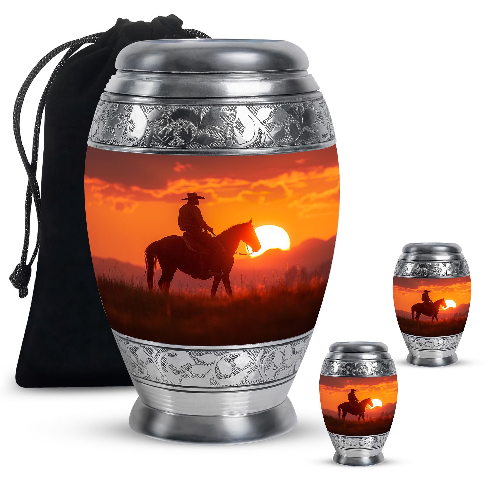 Cowboy Urn Large & Small Combo