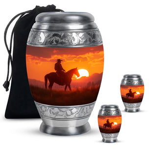 Cowboy  Large urn & 2 Small Urn