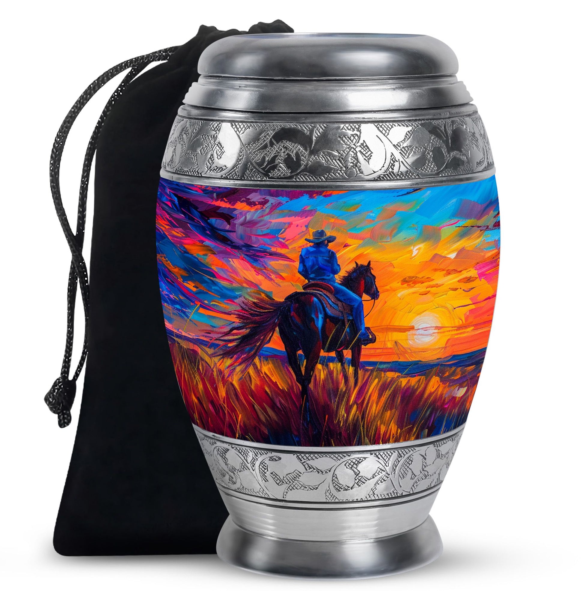 Cowboy  Large Urn 10 Inch