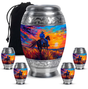 Cowboy  Large urn & 4 Small Urn