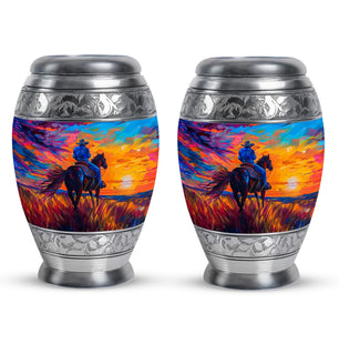 Cowboy  Small Urn Set of 2 Combo