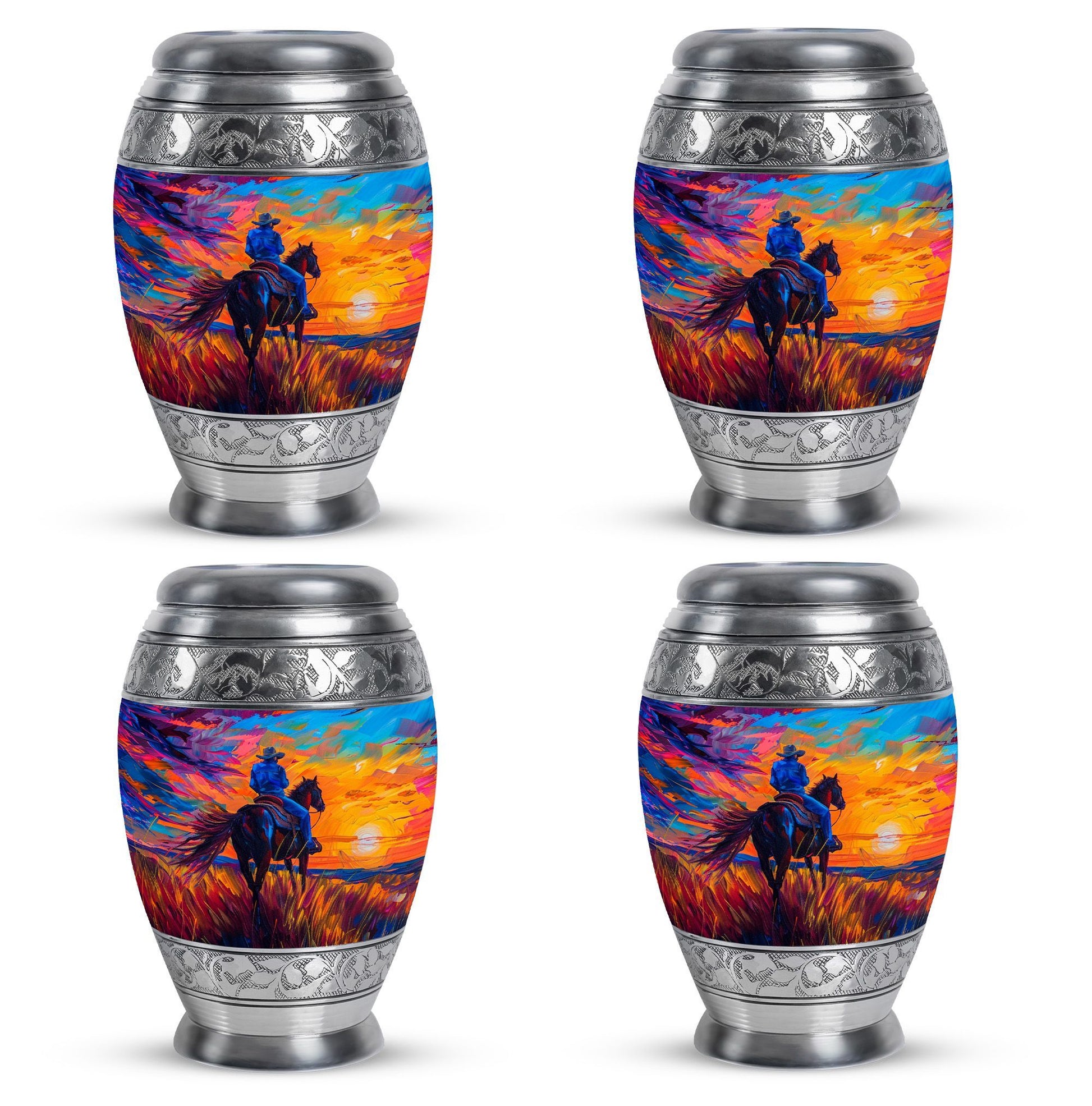 Cowboy  Small Urn Set of 4 Combo