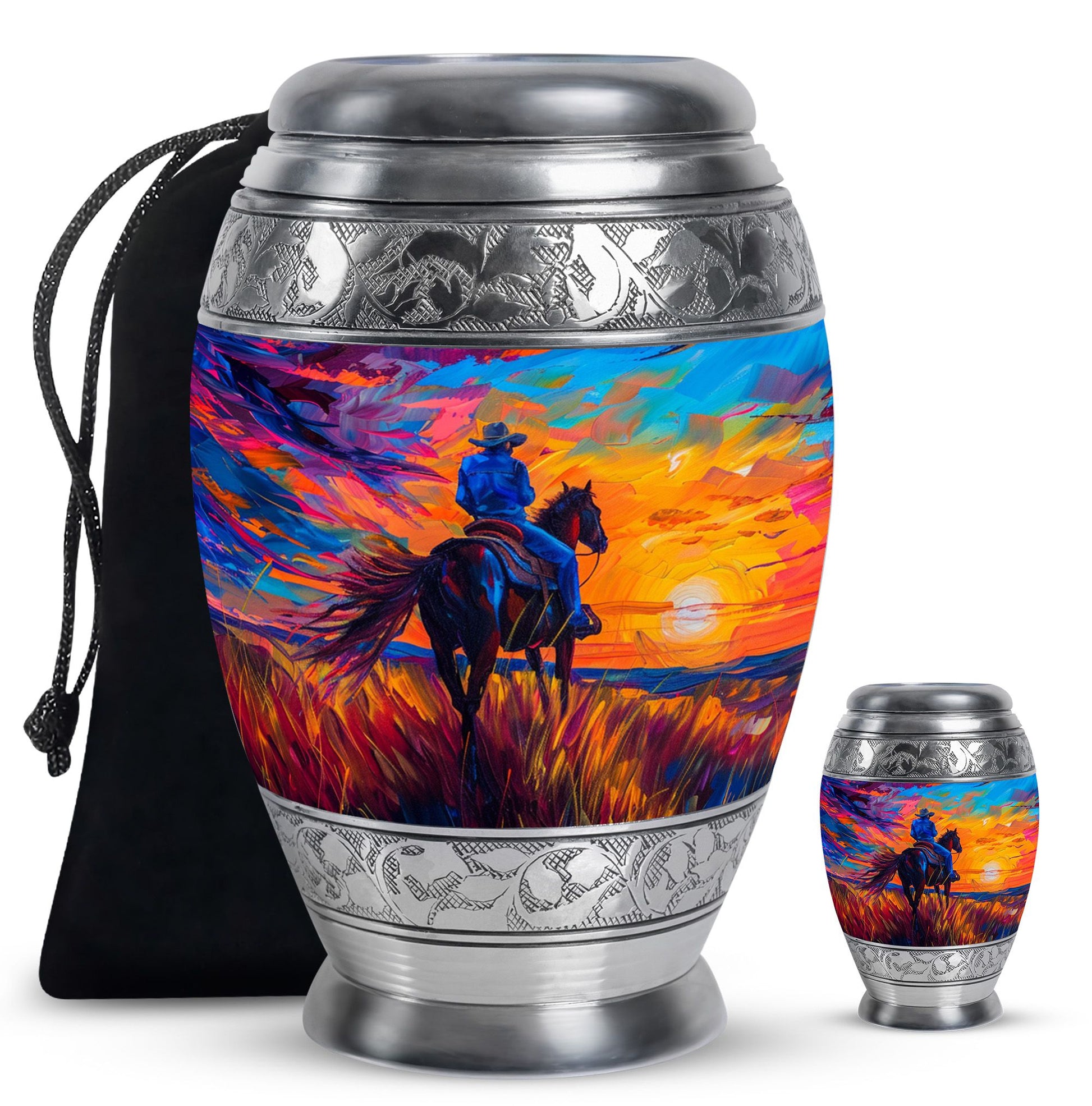 Cowboy  Large urn & 1 Small Urn