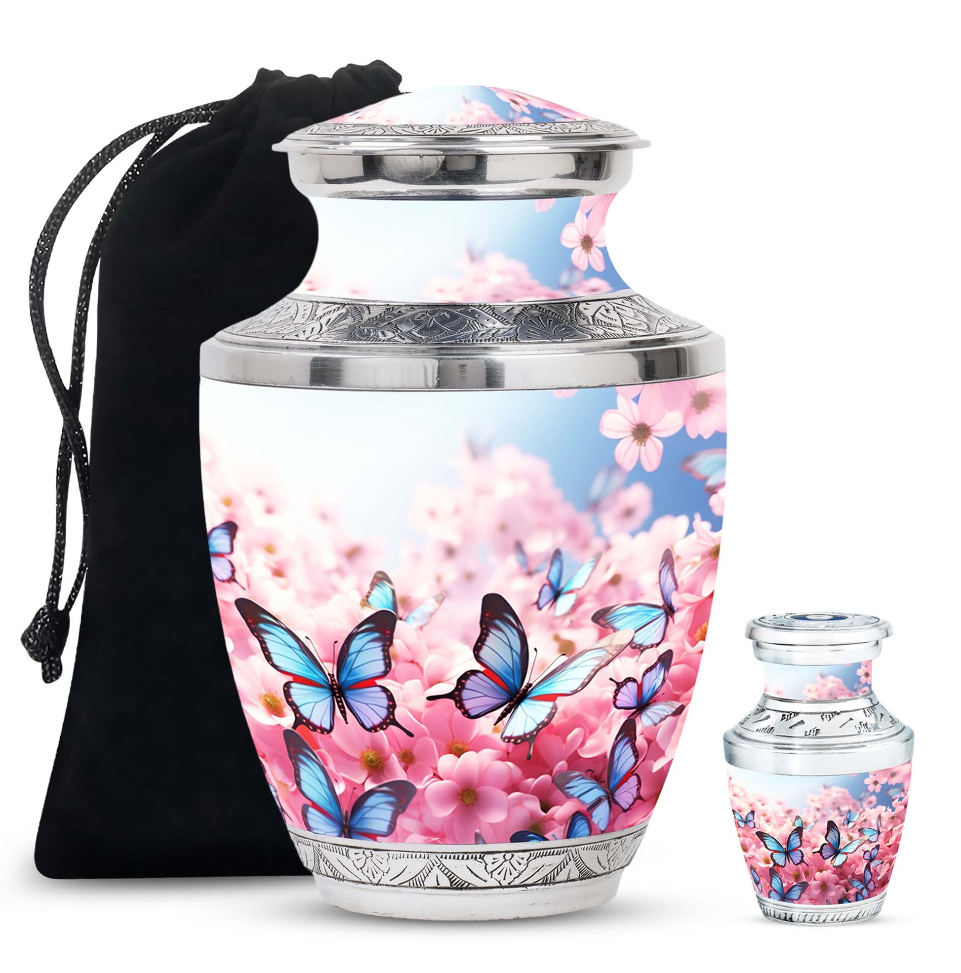 Butterfly Large urn & 1 Small Urn