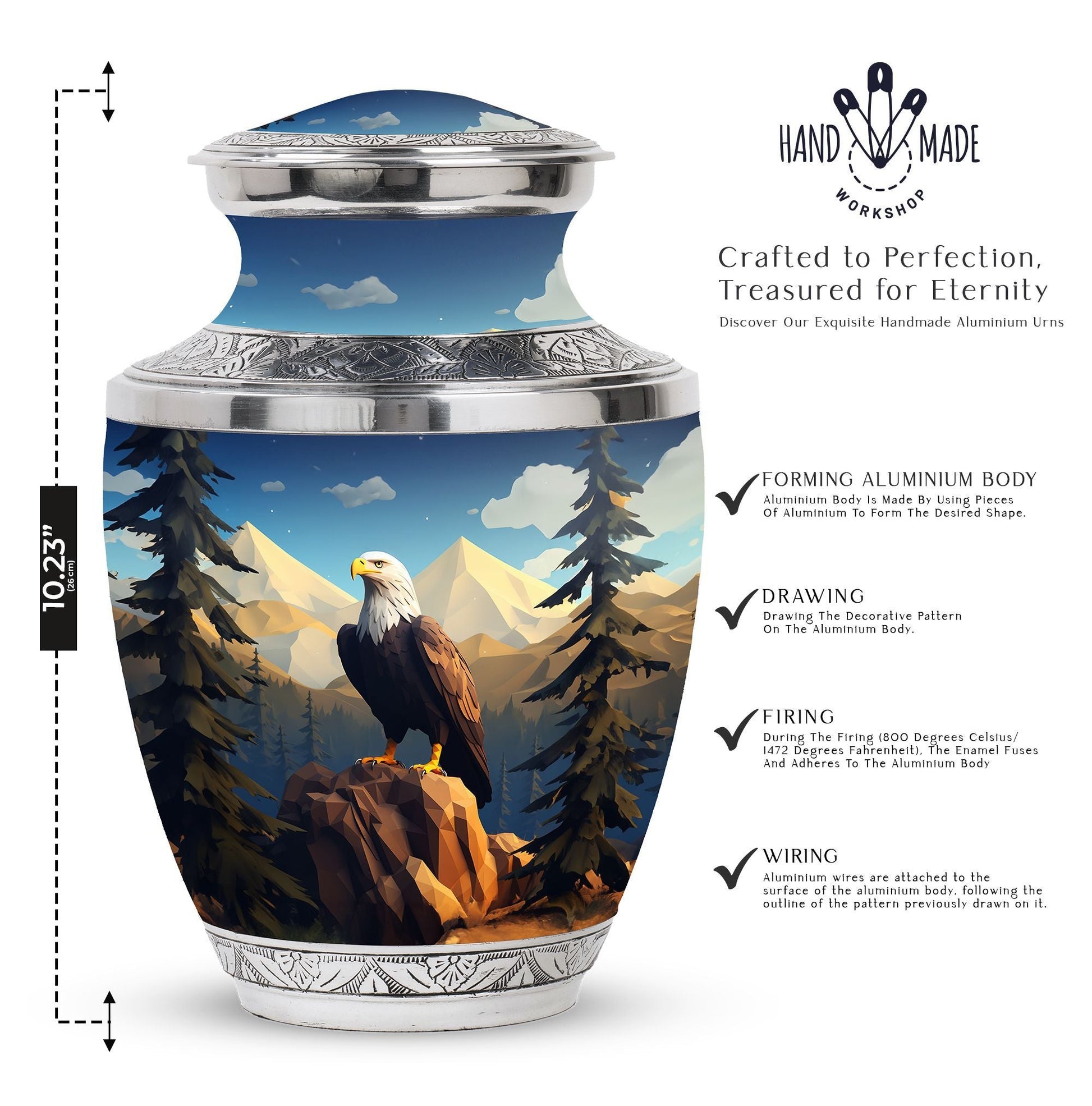 Classic 3-inch Eagle in mountains Cremation Urn.