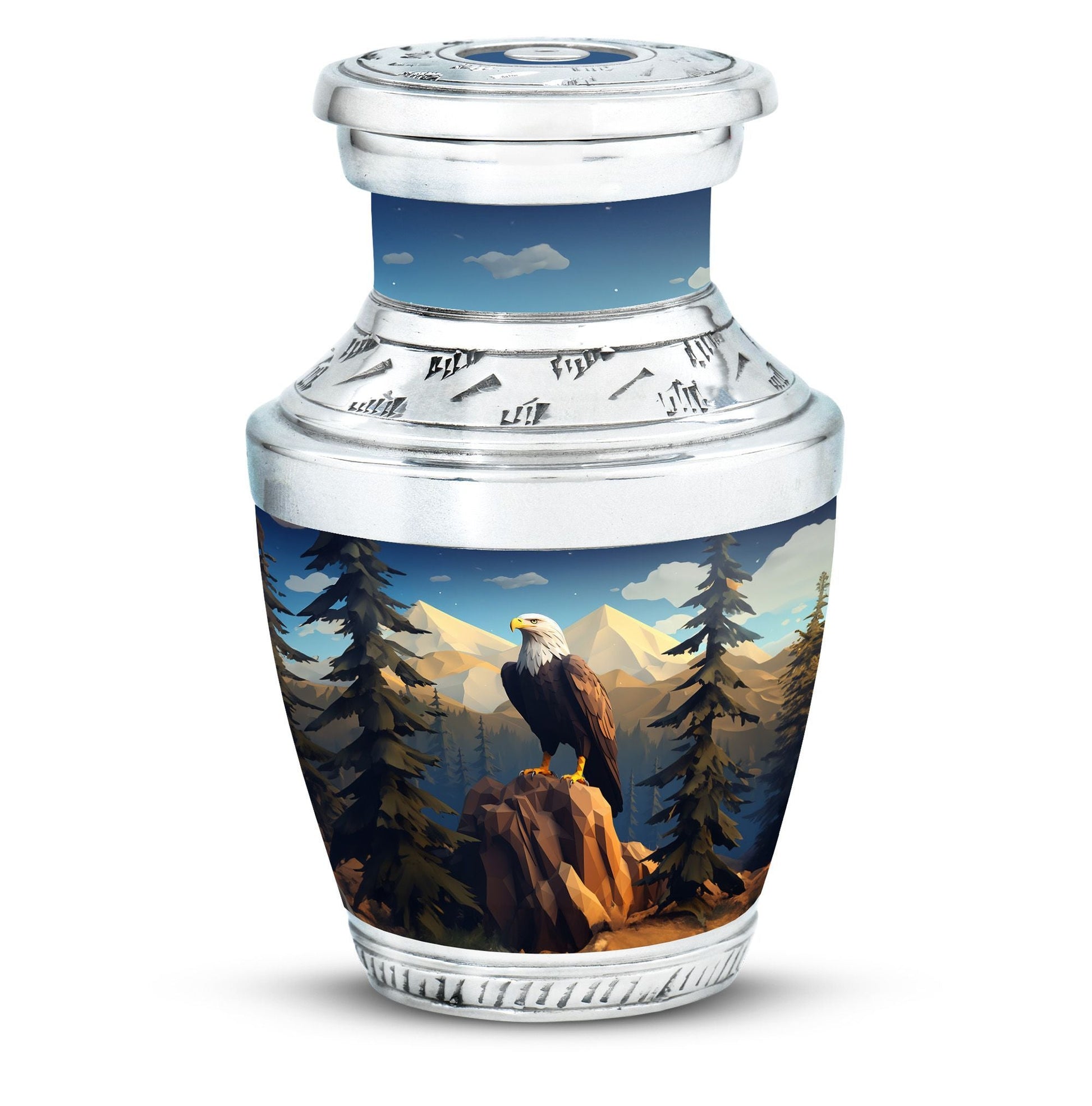 Classic 3-inch Eagle in mountains Cremation Urn.