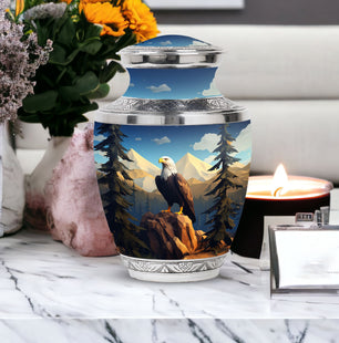 Classic 3-inch Eagle in mountains Cremation Urn.