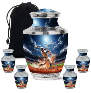 Baseball  Large urn & 4 Small Urn