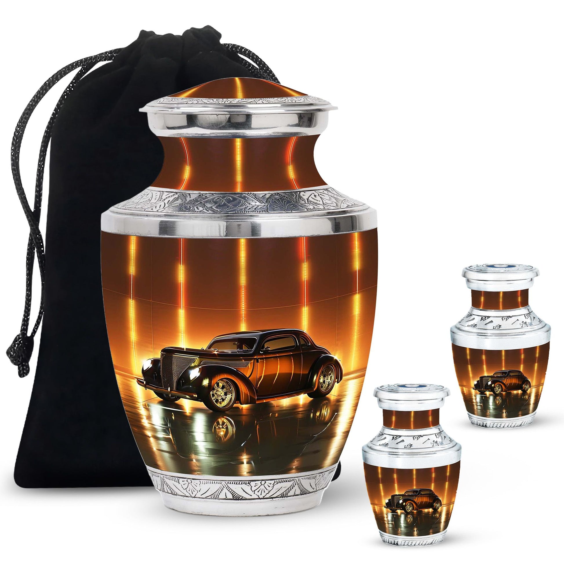 Car  Large urn & 2 Small Urn