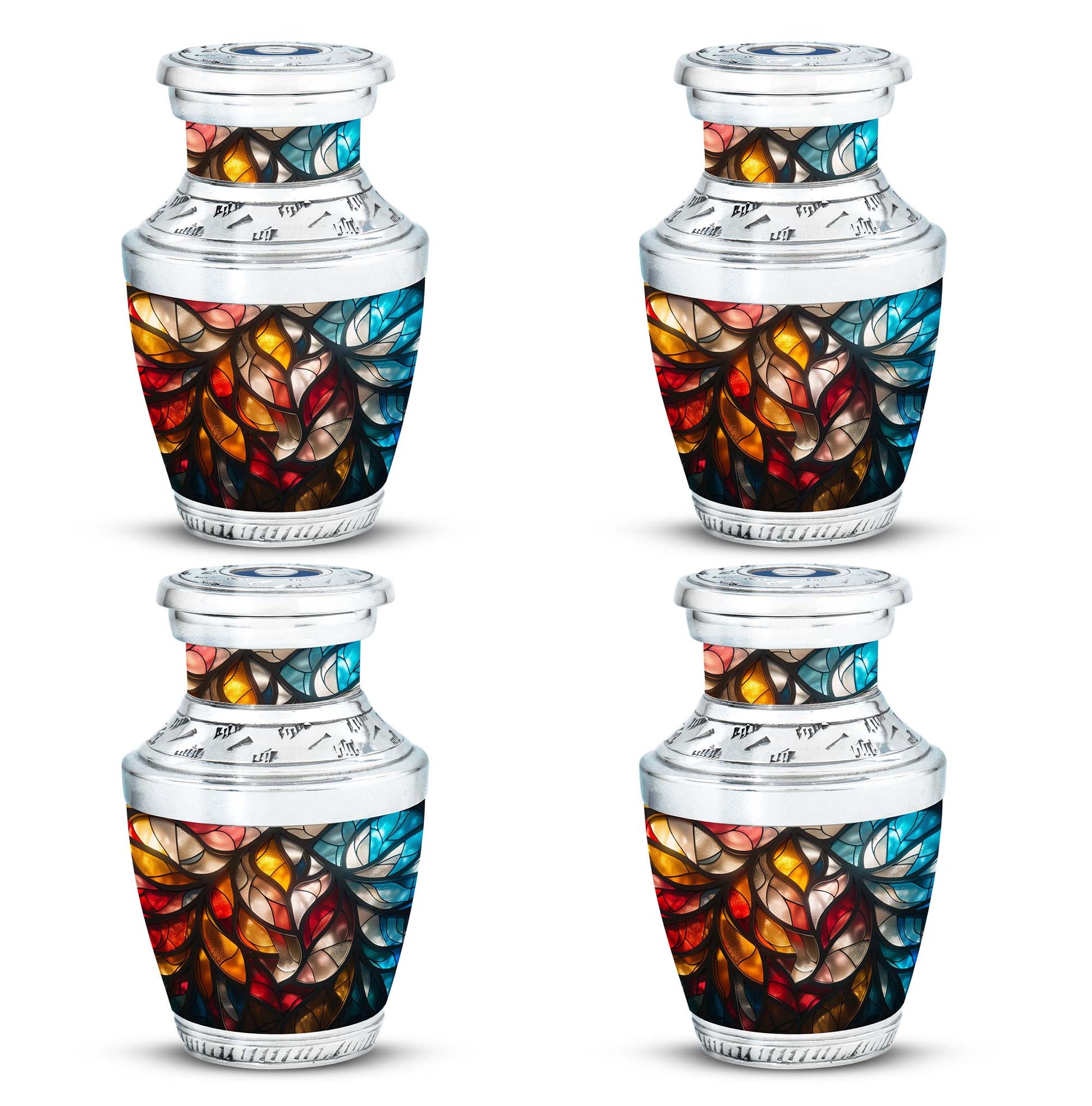 Stained Glass  Small Urn Set of 4 Combo