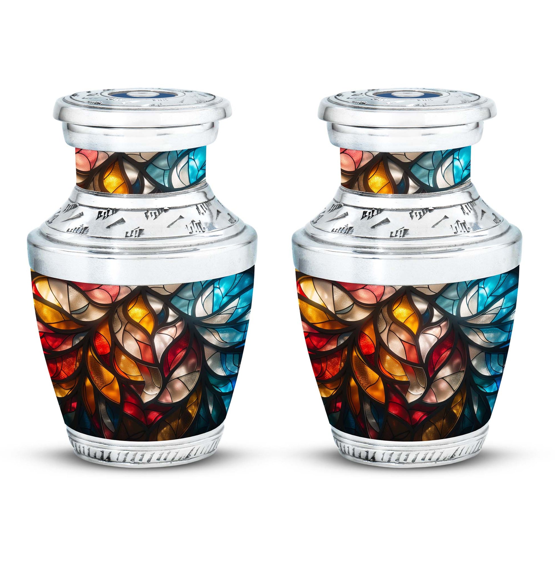 Stained Glass  Small Urn Set of 2 Combo