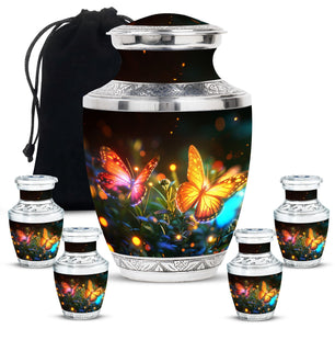 Butterfly  Large urn & 4 Small Urn