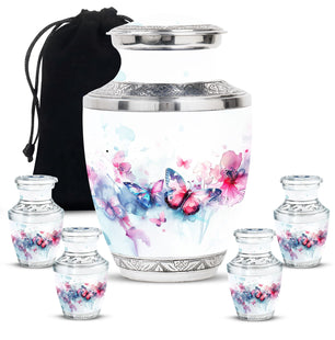 Butterfly  Large urn & 4 Small Urn