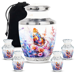 Butterfly  Large urn & 4 Small Urn