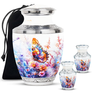 Butterfly  Large urn & 2 Small Urn