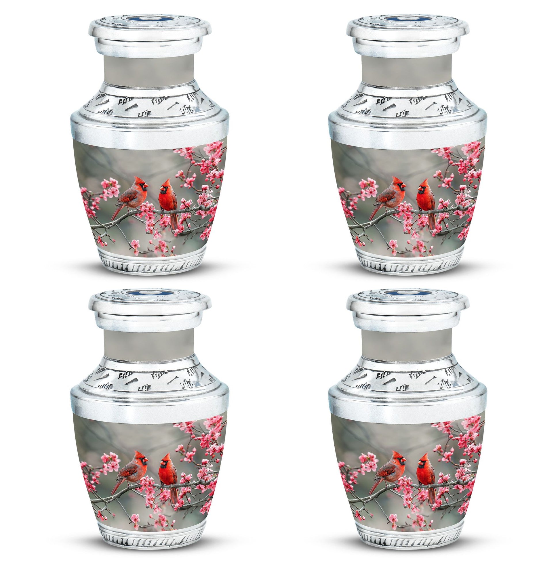 Cardinal Bird  Small Urn Set of 4 Combo