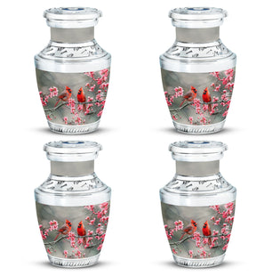 Cardinal Bird  Small Urn Set of 4 Combo