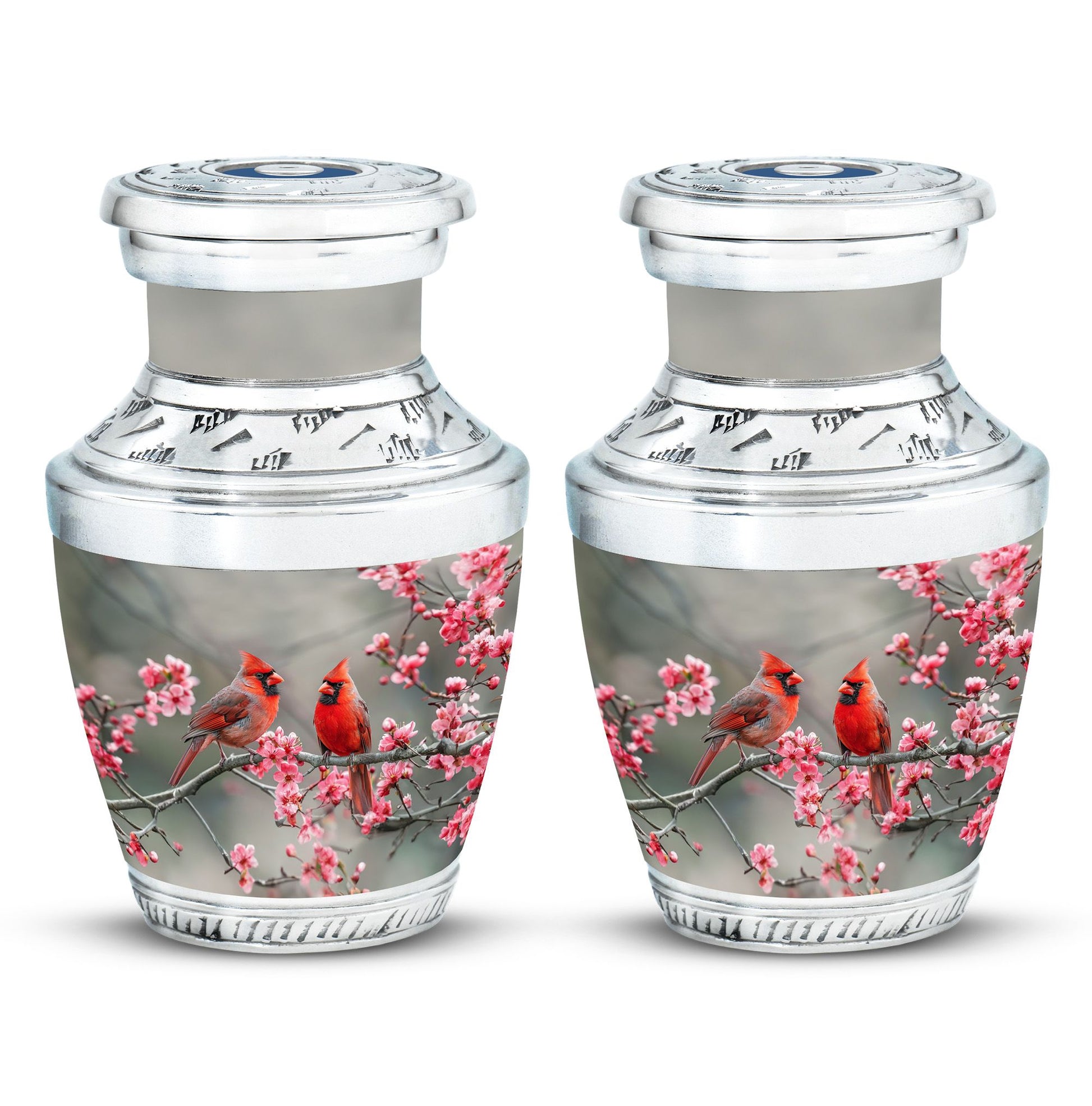 Cardinal Bird  Small Urn Set of 2 Combo