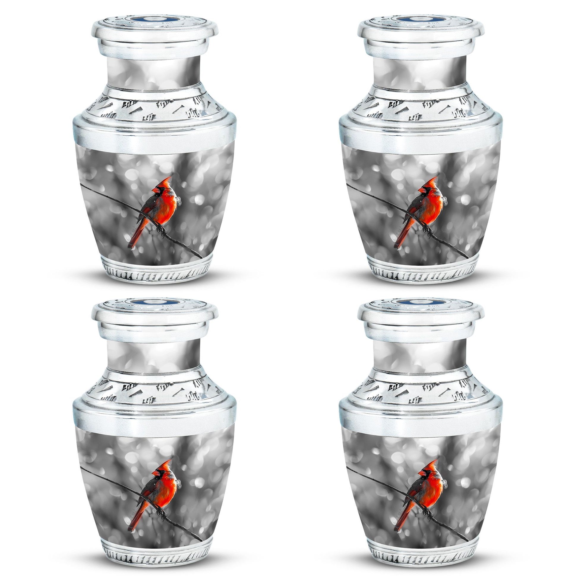 Cardinal Bird  Small Urn Set of 4 Combo