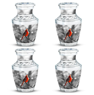 Cardinal Bird  Small Urn Set of 4 Combo