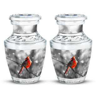 Cardinal Bird  Small Urn Set of 2 Combo