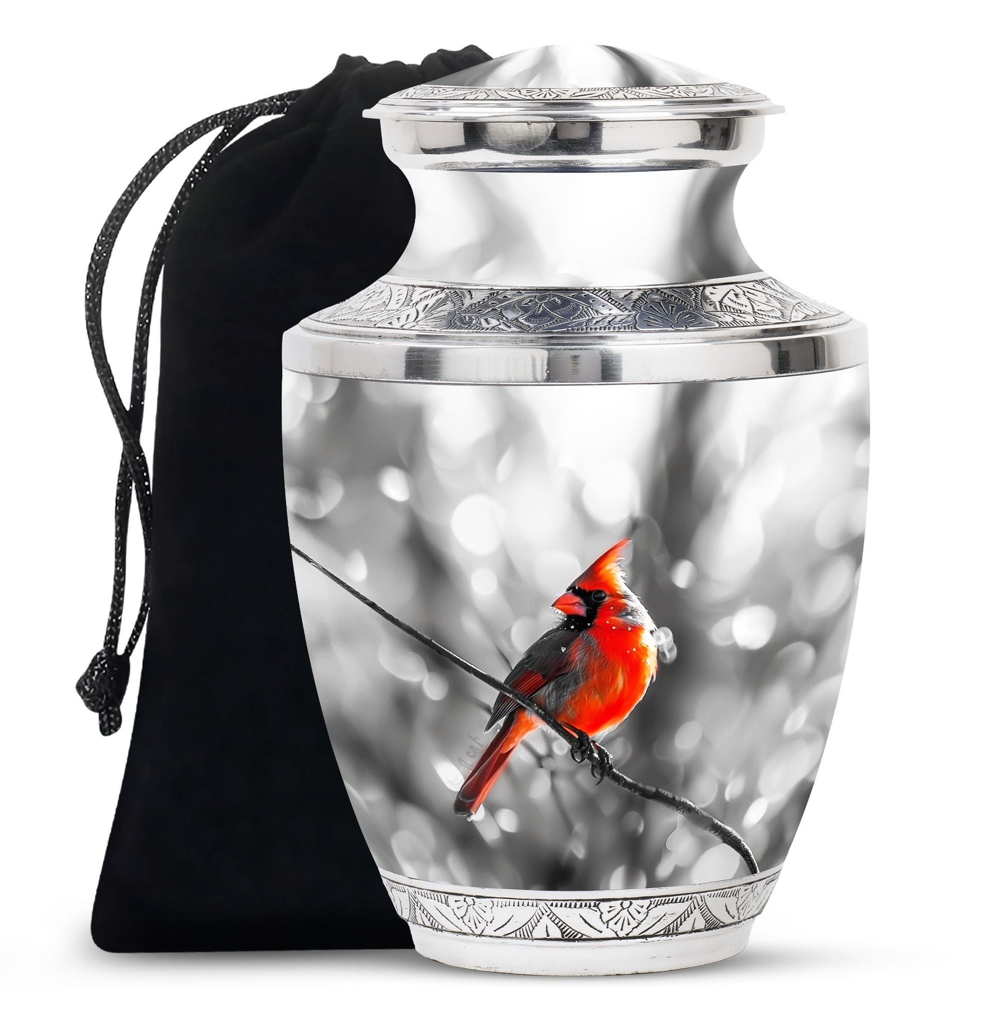 Cardinal Bird  Large Urn 10 Inch